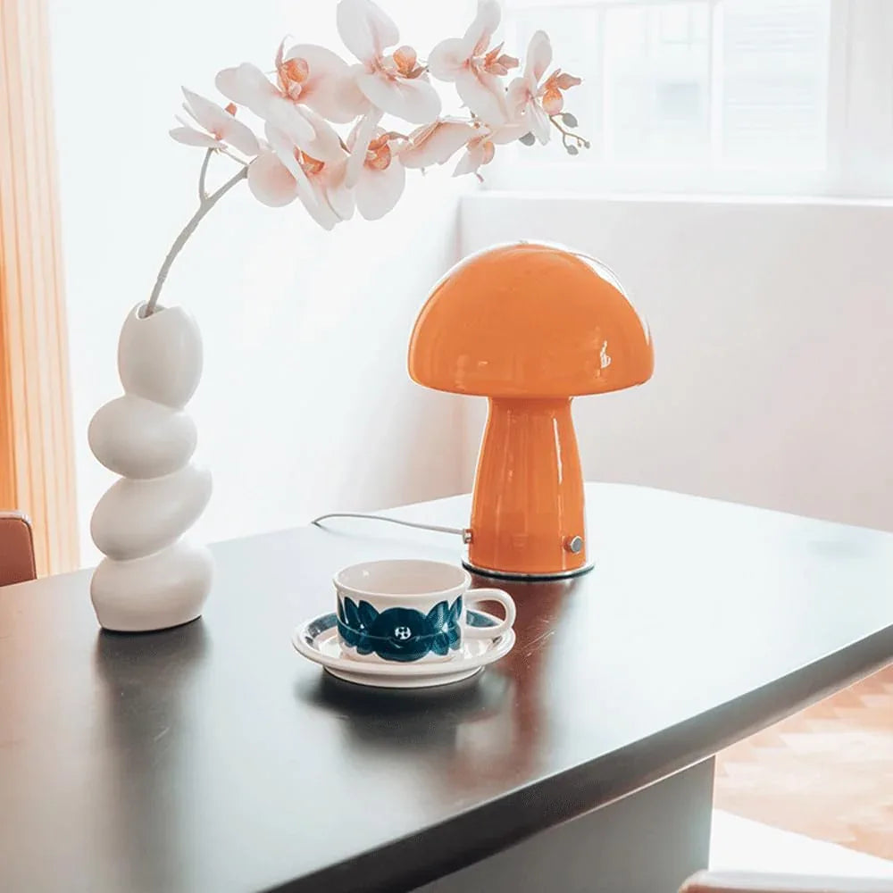 Audara-Romantic Cozy Bedroom Bedside Desk Light French Orange Glass Desk Lamp Study Living Room Counter Makeup Table Lamp Hotel B&B Coffee Shop Bar Decoration Lighting Fixture