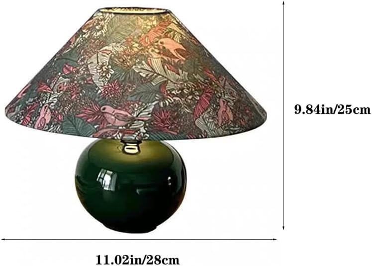Audara-Warm Retro Study Bedroom Desk Light Romantic Living Room Sofa Bedside Desk Lamp French Fabric Dark Ceramic Table Lamp Cafe Mall Bar Villa Club Decoration Lighting Fixture