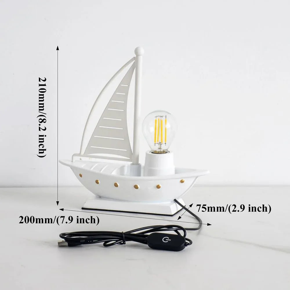 Audara-High-end Creative Sailboat Metal Desk Light Ambient Sense Bedroom Boys Girls Children's Room Desk Lamp Living Room Study Office Decoration Table Lamp Hotel Club Model House Lighting Fixture