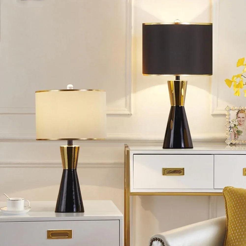 Audara-American Light Luxury Bedroom Bedside Living Room Desk Light Simple Modern Fabric Ceramic Desk Lamp B&B Farmhouse Villa Restaurant Table Lamp Hotel Coffee Shop Mall Lighting Fixture