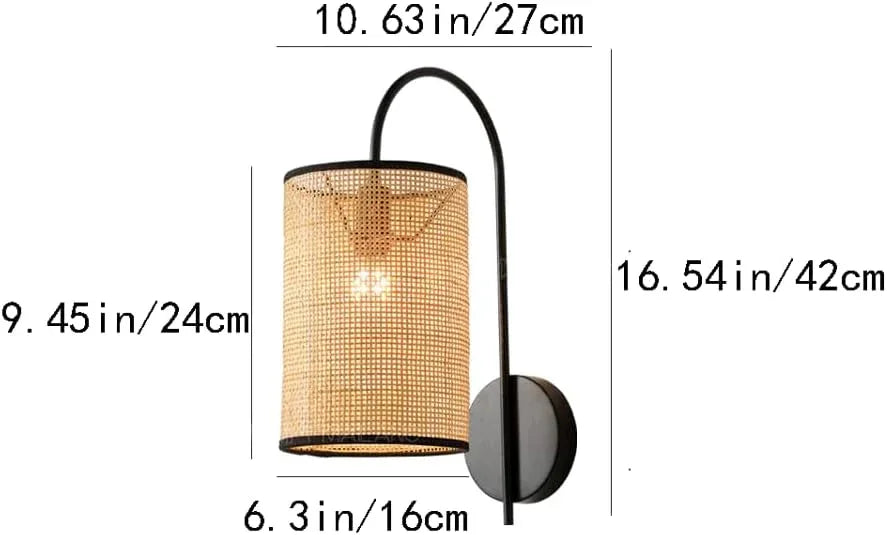 Audara-Bedroom Bedside Hand Woven Wall Lamp Wabi-sabi Style Vintage Rattan Wall Lights Living Room Backdrop Ambiance Sconces Aisle Hallway Single Head Mounted Lighting Fixture
