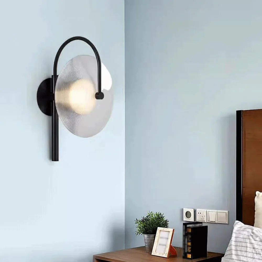 Audara-Nordic Postmodern Bedroom Bedside Glass Wall Lamp Living Room Backdrop Aisle Hallway Wall Lights 9.84inE14 Lampholder Cafe Restaurant Wall Sconces for Hotel Showroom Lighting Fixture
