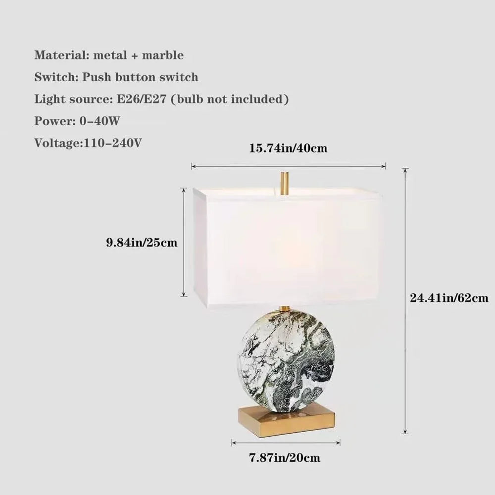 Audara-New Chinese Simple Hotel Front Desk Coffee Shop Decoration Desk Light Cafe Restaurant Background Wall Desk Lamp Bedroom Bedside Living Room Table Lamp Luxury High-end Marble Lighting Fixture