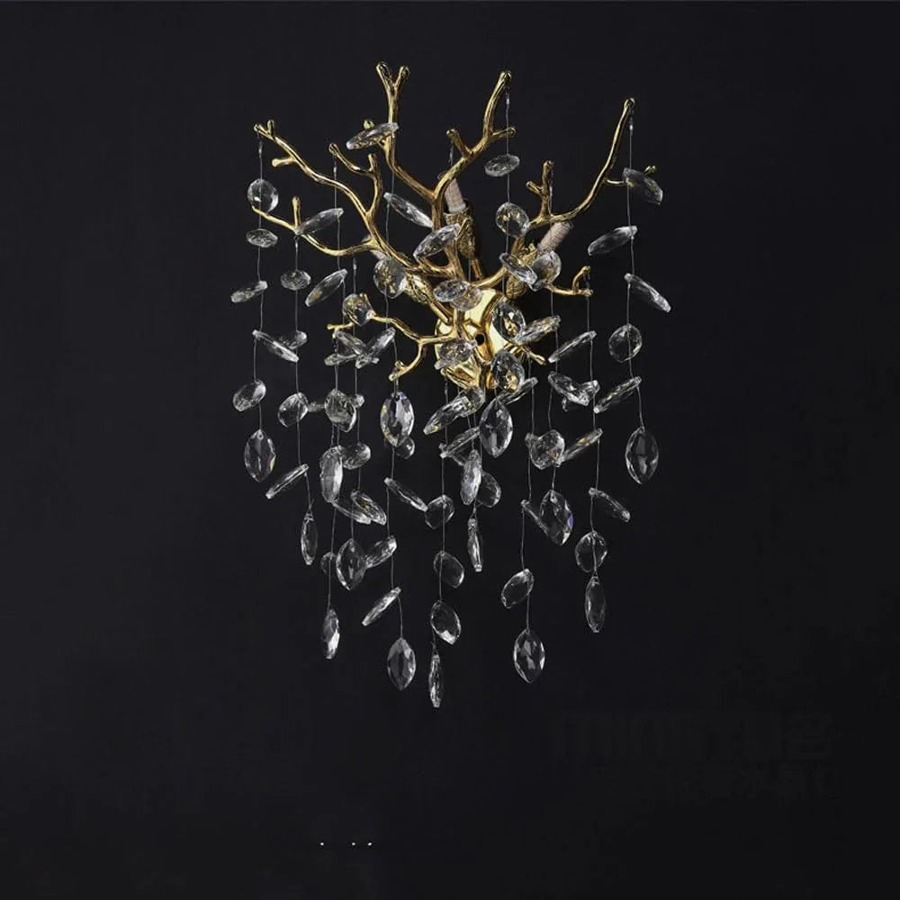 Audara-Light Luxury Creative Tree Branch Crystal Wall Lamp G9 Lamp Base Hotel Bedroom Bedside Dining Room Wall Lights 15.5in Living Room TV Background Wall Sconces Suitable For Clubhouse CafeLighting Fixture