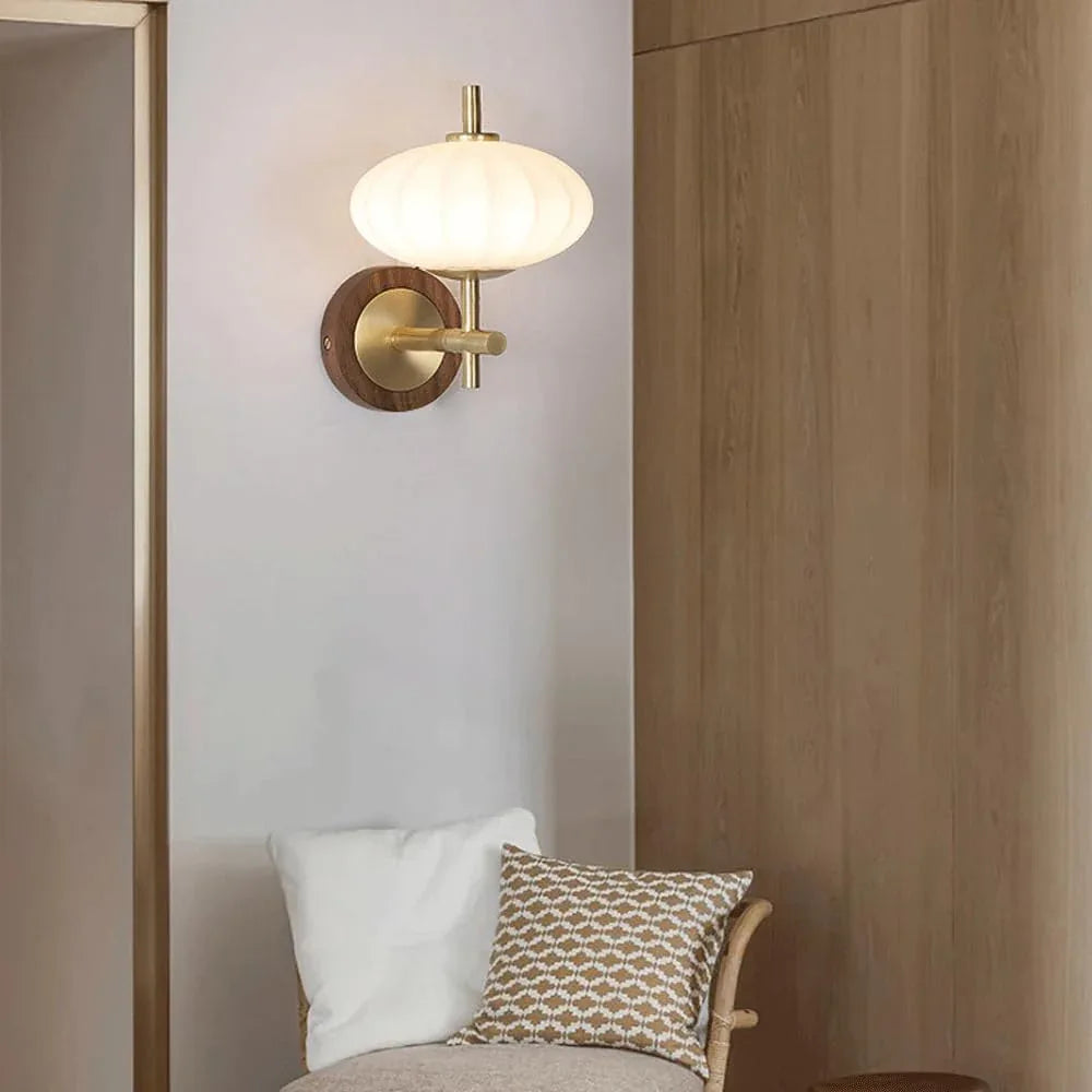 Audara-New Chinese Simple Wall Lamp Bedroom Bedside Decorative Wall Lights Walnut Retro Sconces Living Room Background Wall Mounted Lighting Fixture