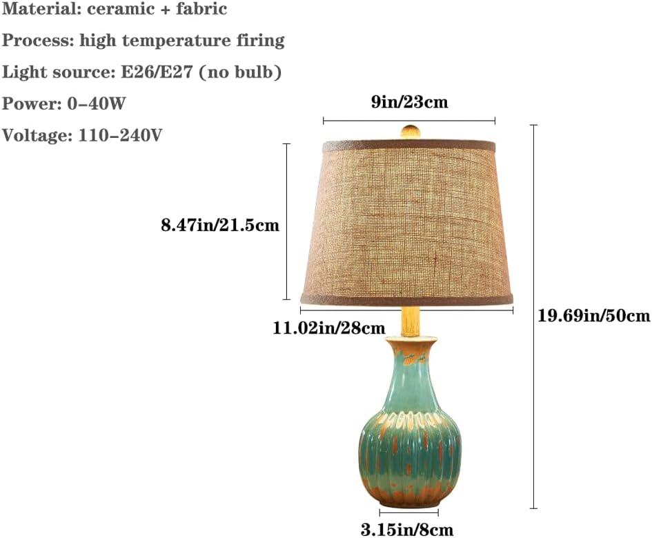 Audara-American Vintage Bedroom Study Living Room Desk Light European Style Fabric Ceramic Desk Lamp Office Wedding Wall Table Lamp Mall Hotel Front Desk Coffee Shop Lighting Fixture