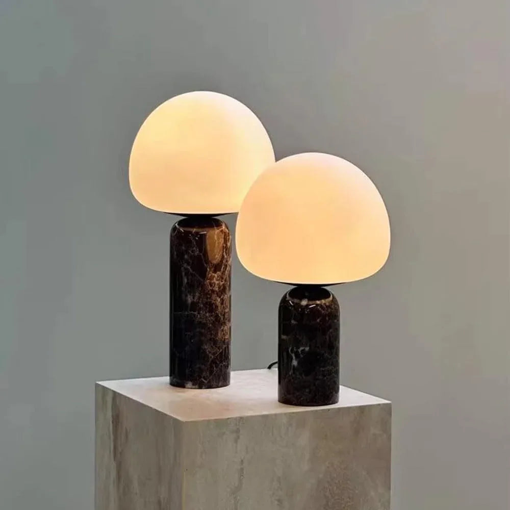 Audara-Natural Marble Desk Light Warm White Shade Bedroom Bedside Desk Lamp H13” Dormitory Office Restaurant Decoration Table Lamp Hotel Room Bar Lighting Fixture