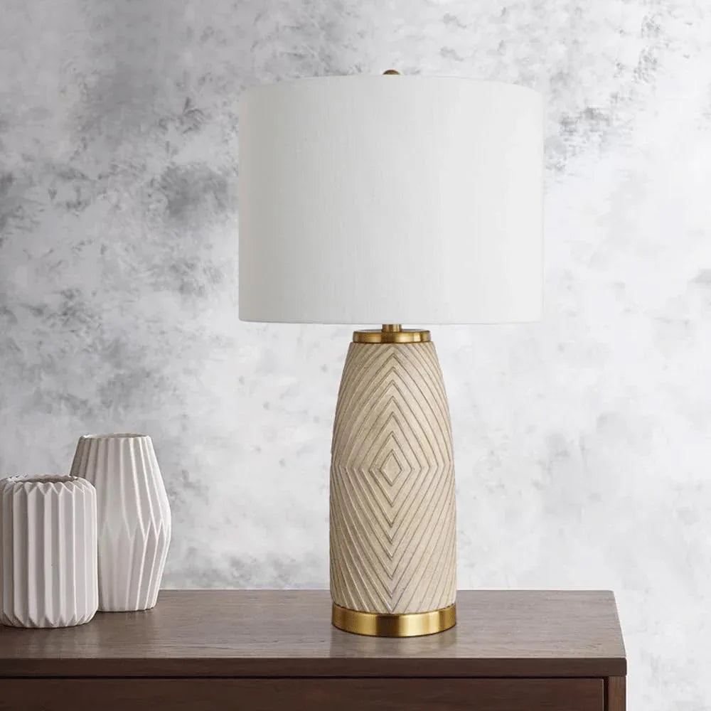 Audara-Modern Luxury Bedroom Bedside Counter Desk Light American Fabric Painted Resin Desk Lamp Living Room Study Hotel Front Desk Table Lamp Coffee Shop Villa Farmhouse Lighting Fixture