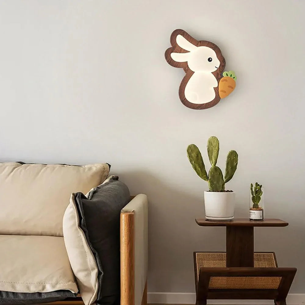 Audara-Nordic Log Full Spectrum Eye Protection Wall Lamp Cartoon Kids Bedroom Bedside Study Wall Lights 12in Living Room Corridor Entrance Wall Sconces Suitable For Welfare Home Kindergarten Lighting Fixture