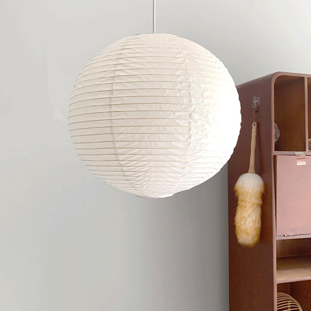 Audara-Sphere Suspension Blanche Lampe Suspendue Faite à la Main en Papier de Coton Douille E26 Diamètre 30cm Lustres Salon Chambre Chevet Centre Commercial Fleuriste Café Salon de Thé Éclairage de Salle à Manger