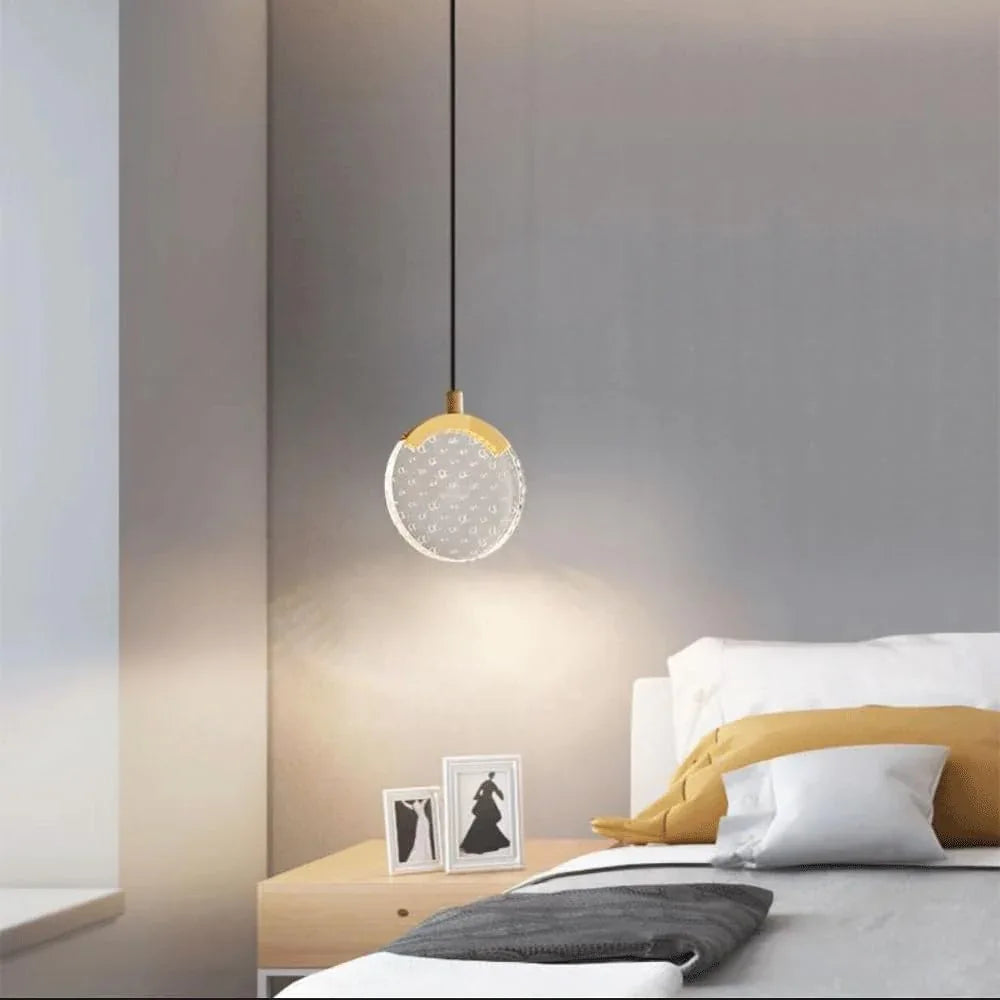 Audara-6-inch Diameter Minimalist Crystal Pendant Light, Bohemian Style, Suitable For Decorative Pendant Lights In Bedrooms, Bedside Tables, Hallways, Balconies, Living Rooms, Hotel Entryways, And Caf