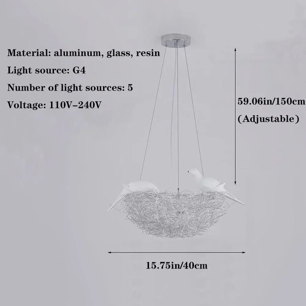 Audara Bird Nest Aluminum Pendant Light | 5/8-Light Creative Art Chandelier | Farmhouse Rustic Hanging Lamp for Dining Room Kitchen Bedroom