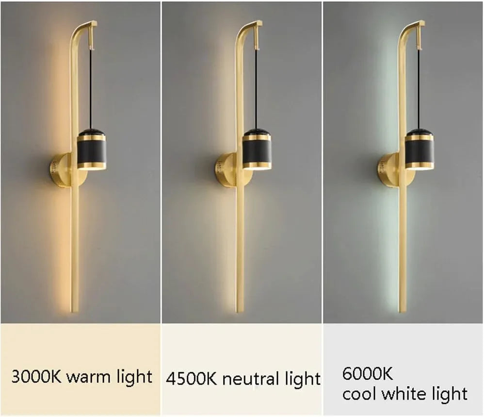 Audara-Postmodern Scandinavian Full Copper Wall Lamp Bedroom Bedside Ambient Wall Lights Creative Study Room Decorative Sconces Aisle Corridor Entrance Mounted Lighting Fixture