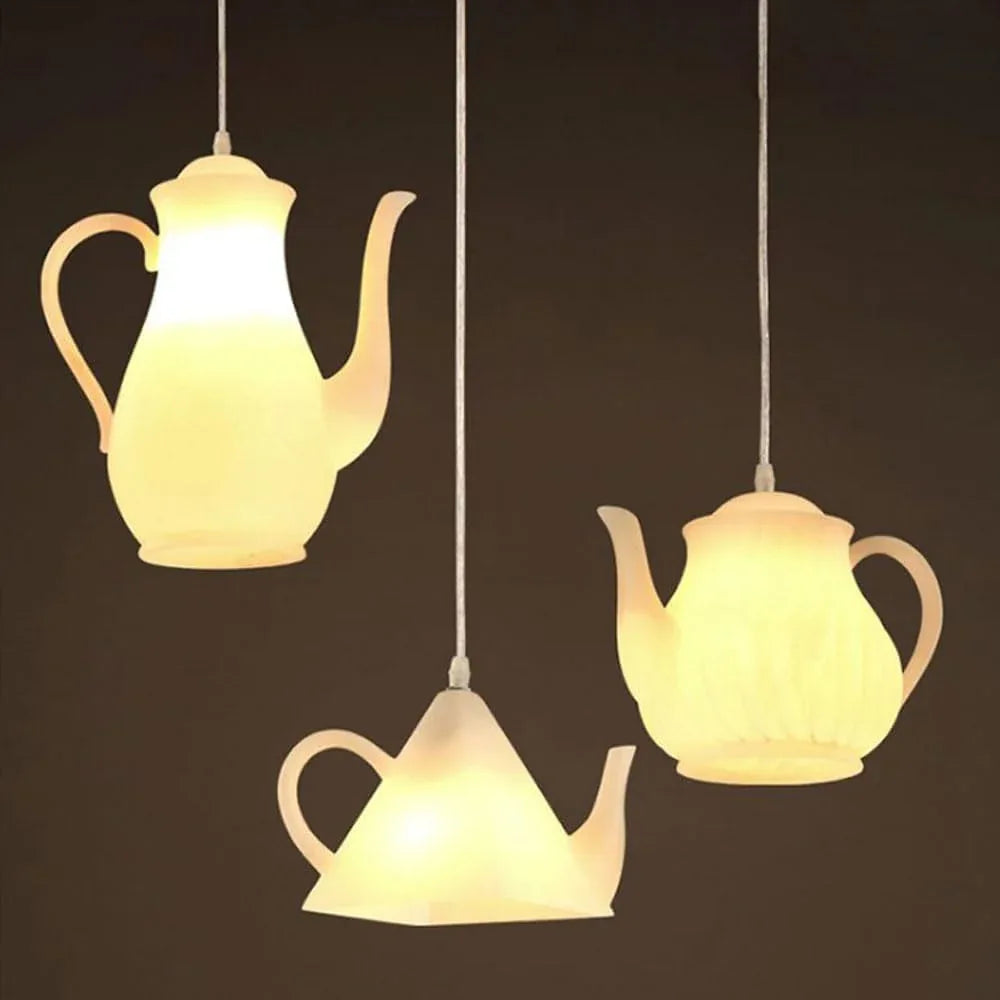 Audara-GerRiT Postmodern LED Single-Head Chandelier/Creative Teapot Pendant Light/Tea House Tea Restaurant Resin Hanging Lamp/Café Clothing Store Front Desk Personalized LightingFixture, B