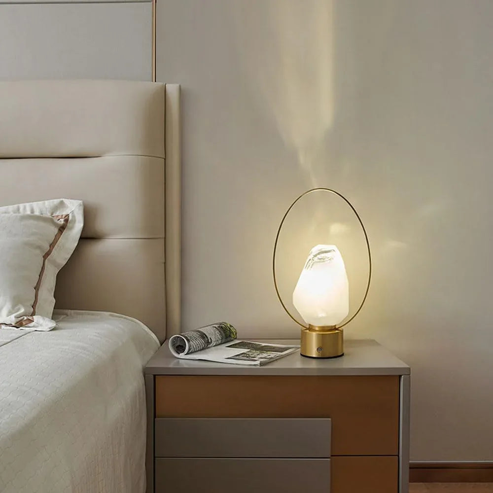 Audara-Postmodern Light Luxury Bedroom Bedside Desk Light Creative Personalized Portable Long Life H65 Copper Glass Desk Lamp Apartment Library Dormitory Table Lamp Camping Study Lighting Fixture