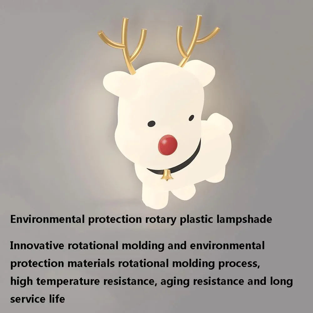 Audara-Nordic Personalized Fawn Rotomolded Wall Lamp Creative Living Room Kids Bedroom Bedside Wall Lights 8.66in Study Sofa Backdrop Wall Sconces Suitable for Kindergarten Lounge Lighting Fixture
