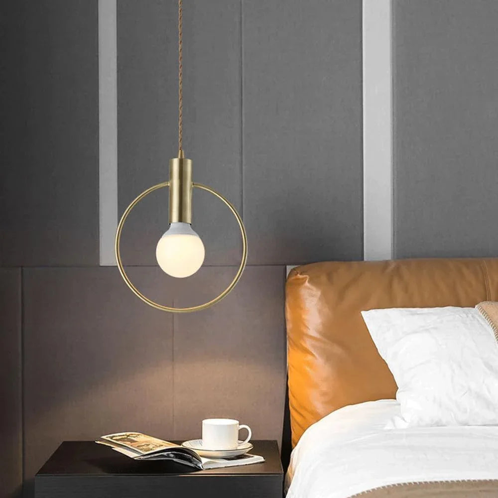 Audara-Modern Minimalist Aluminum Circle Pendant Light Personalized Creative Bedroom Bedside Hanging Lampe Kitchen Dining Room E27 Screw Chandeliers Living Room Sofa Background Decoration Lighting Fixture