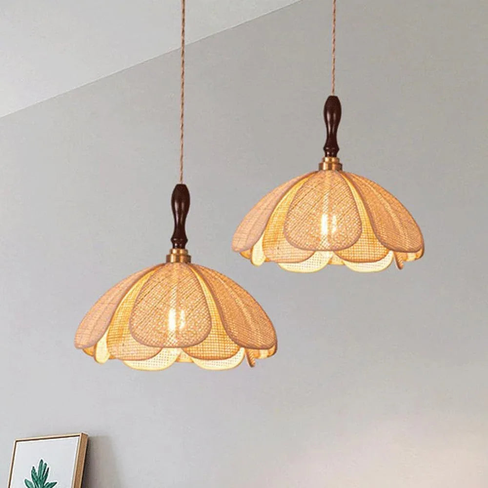 Audara-12-inch Boho Light Fixtures Ceiling Handcrafted Rattan Woven Pendant Light in Bohemian Style Suitable for Bedrooms, Hotels, Studies, and Various Spaces Pendant Chandelier