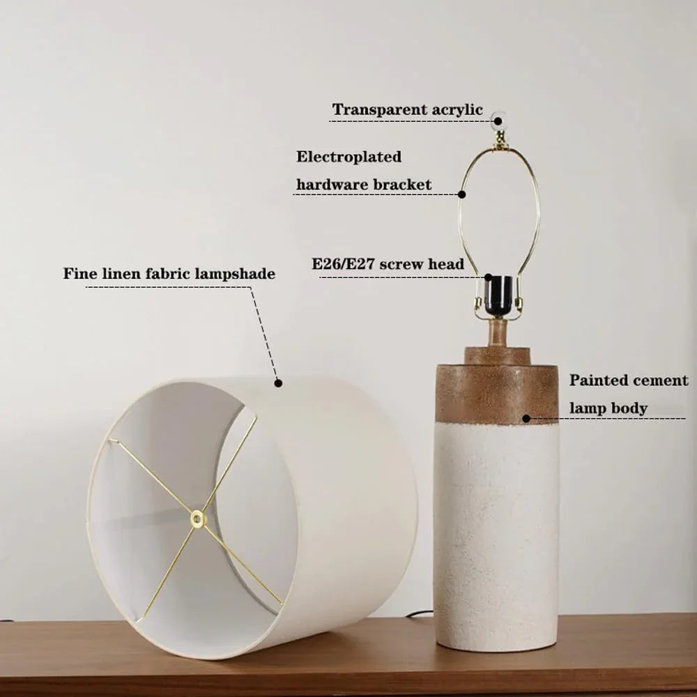 Audara-Minimalist Style Guest Room Study Desk Light Advanced Sense Cement Fabric Desk Lamp Bedroom Bedside Living Room Next To Sofa Lighting Fixture Farmhouse Hotel Front Desk Club Decoration Table Lamp