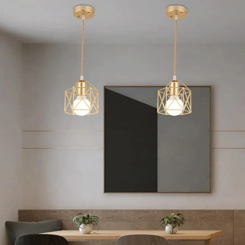 Audara-Modern Simple Iron Pendant Light Creative Birdcage Bedroom Bedside Hanging Lamp Study Hallway Balcony Single Head Chandeliers Hotel Restaurant Entrance Decoration Lighting Fixture