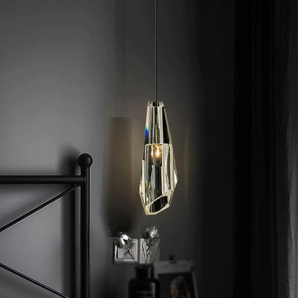 Audara-4-inch Modern Minimalist Light Fixtures. Small in Size, Suitable for Various Spaces Including Bedrooms, Kitchen Islands, Dining Rooms, Hotels, Bars, and Cafes. Crystal Pendant Light.