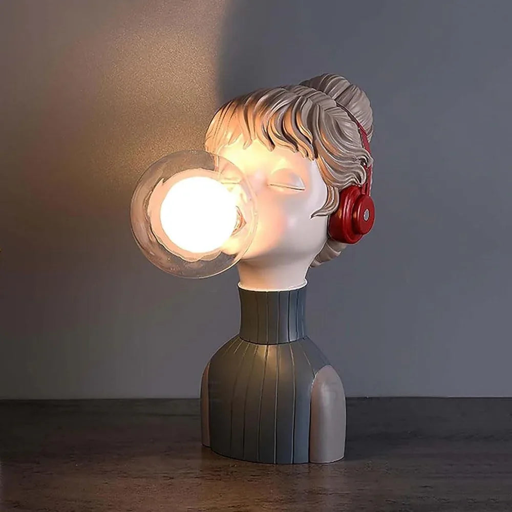 Audara-Scandinavian Cute Bedroom Bedside Desk Light Romantic Cozy Teenage Girl Bubbles Resin Desk Lamp Boys Girls Kids Room Table Lamp Dining Room Coffee Shop Dessert Shop Lighting Fixture Red