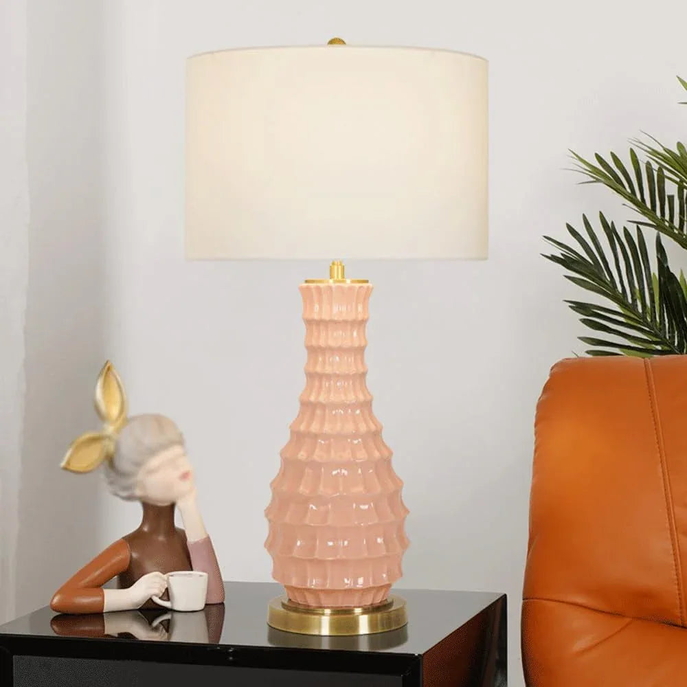 Audara-Luxury Nordic Study Office Desk Light Simple Bedroom Bedside Living Room Desk Lamp Hotel Front Desk Coffee Shop Restaurant Table Lamp White Fabric Ceramic Decoration Lighting Fixture