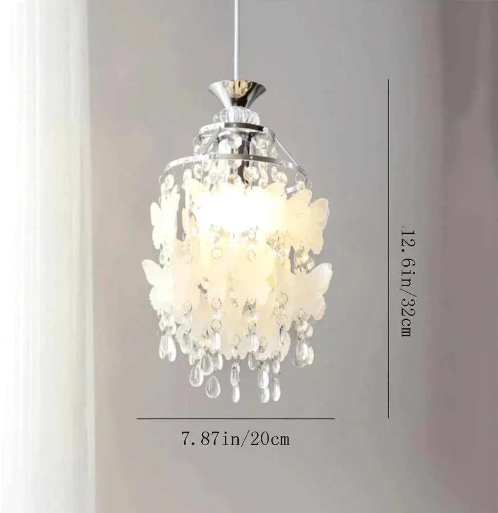 Audara-8-inch Butterfly-Shaped Crystal Chandeliers Suitable for Installation in Diverse Spaces Such As Bedrooms, Hotels, and Kitchen Islands Glass Chandelier for Living Room Minimalist European Style