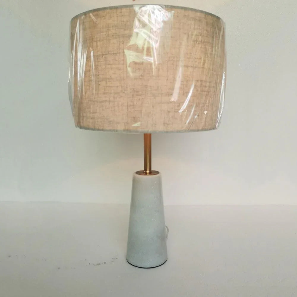 Audara-Scandinavian Luxury Living Room Bedroom Bedside Desk Light American Style Warmth Fabric Stone Desk Lamp Office Apartment Farmhouse B&B Table Lamp Model House Club Restaurant Lighting Fixture