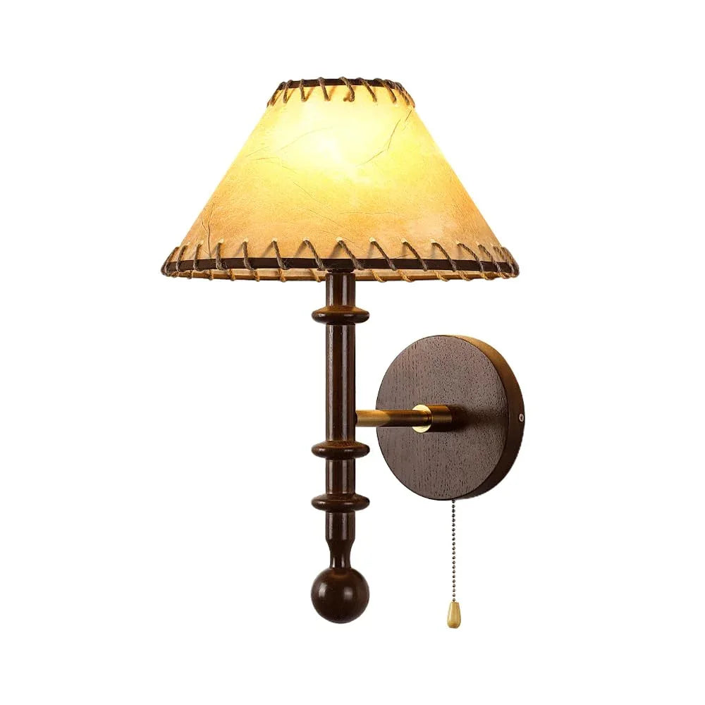 Audara-Japanese Wabi Sabi Style Headboard Wall Lamp Modern Minimalist Wooden Style Wall Lights Hallway Foyer Background Wall Sconces Living Room Bedroom Study Art Mounted Lighting Fixture Brown