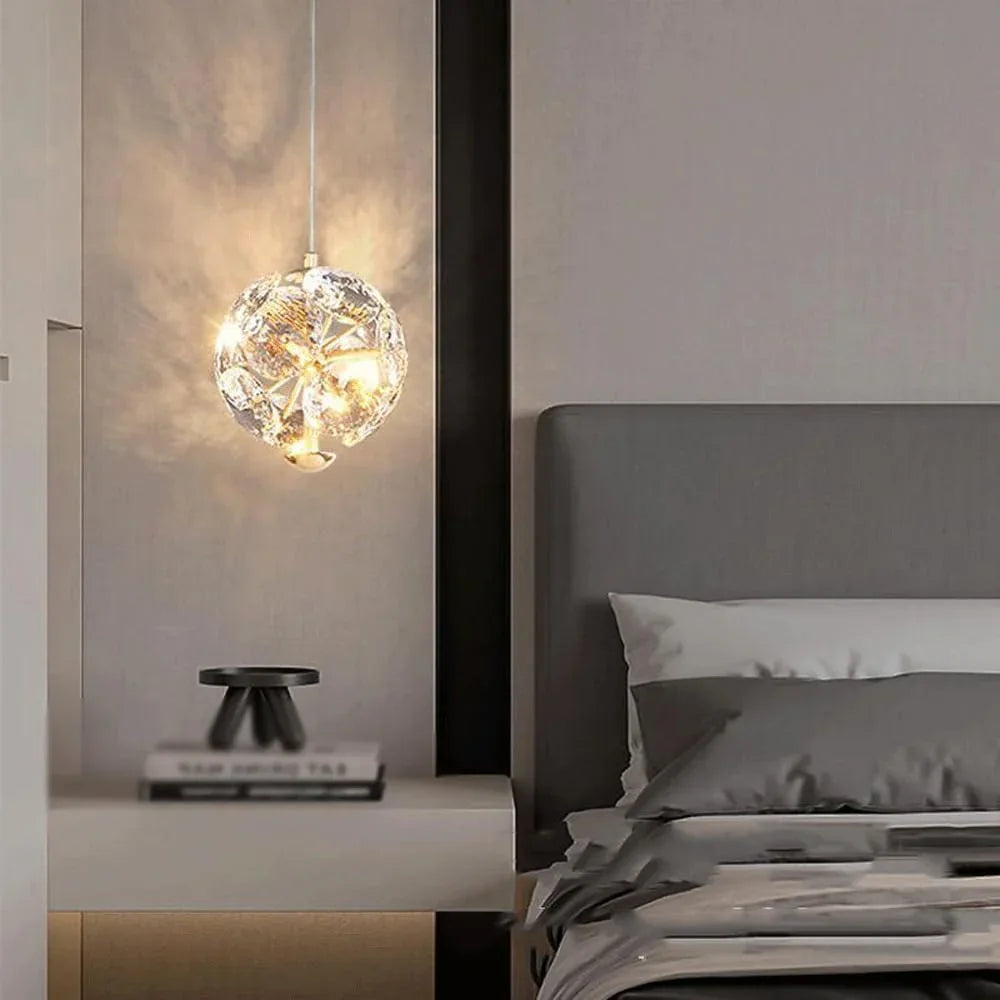 Audara-Crystal Pendant Light, 6-inch Diamond Shape, Modern and Luxurious Style, Suitable for Lighting in Bedrooms, Hotels, Restaurants, Kitchen Islands, and Many Other Places.