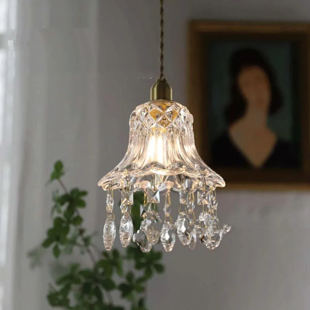 Audara-Crystal Pendant Light, 6-inch, Bohemian Style, Minimalist Design, Versatile Lighting Fixture Suitable for Living Rooms, Cafes, Dining Rooms, Kitchen Islands, and Entryways.