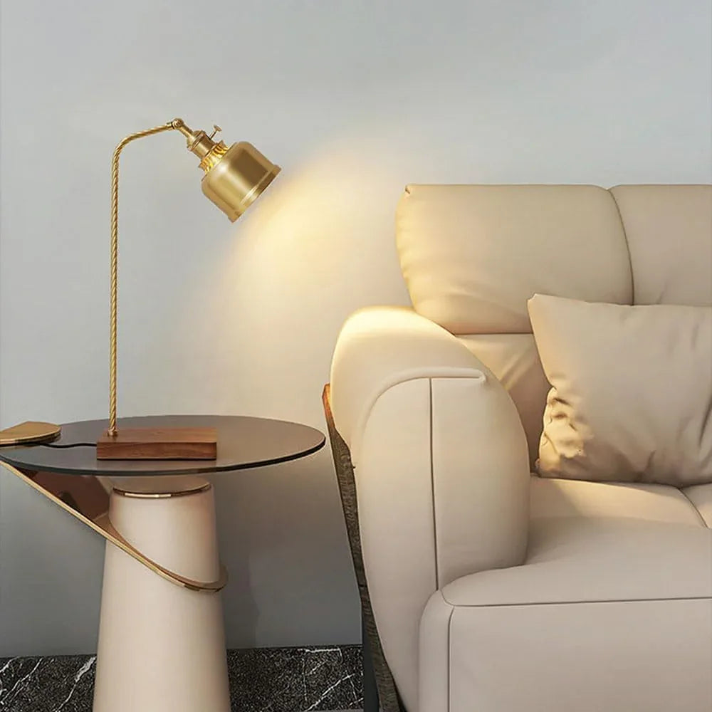 Audara-Scandinavian Modern Bedroom Study Desk Light Luxury Creative Adjustable Angle Knob Switch Walnut Copper Desk Lamp Living Room Office Study Table Lamp Club Cafe Dining Room Lighting Fixture