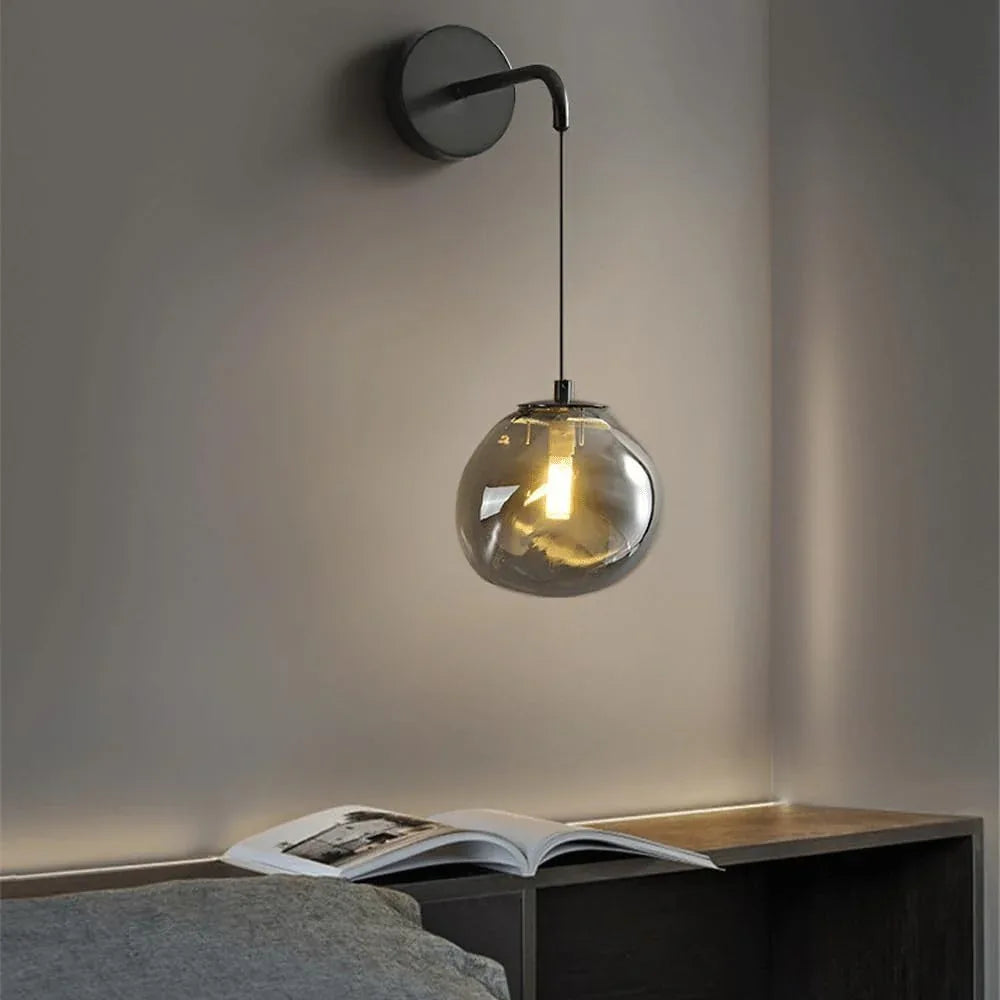 Audara-Italian Minimalist Full Copper Wall Lamp Bedroom Bedside Wall Lights Postmodern Living Room Background Wall Sconces Creative Art Glass Mounted Lighting Fixture