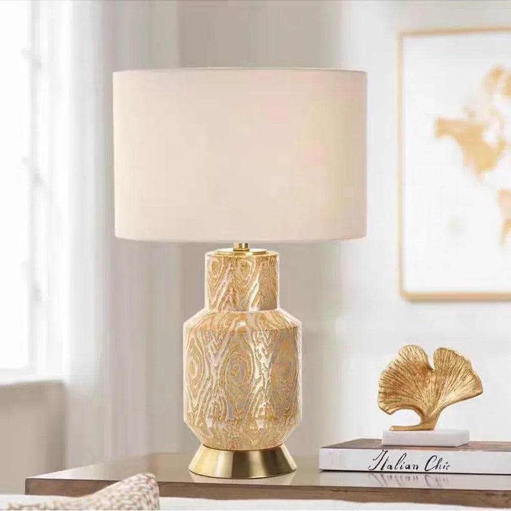 Audara-Modern Luxury Living Room Study Office Desk Light Villa Restaurant Hotel Front Desk Lamp Club Mall Coffee Shop Decoration Table Lamp American Fashion Cotton Linen Ceramic Lighting Fixture