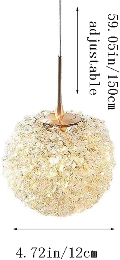 Audara-5-inch Lychee-Shaped Crystal Chandeliers Can Be Installed in Various Spaces Such As Bedrooms, Hotels, and Kitchen Islands. Glass Round Chandelier for Living Room in Minimalist European Style.