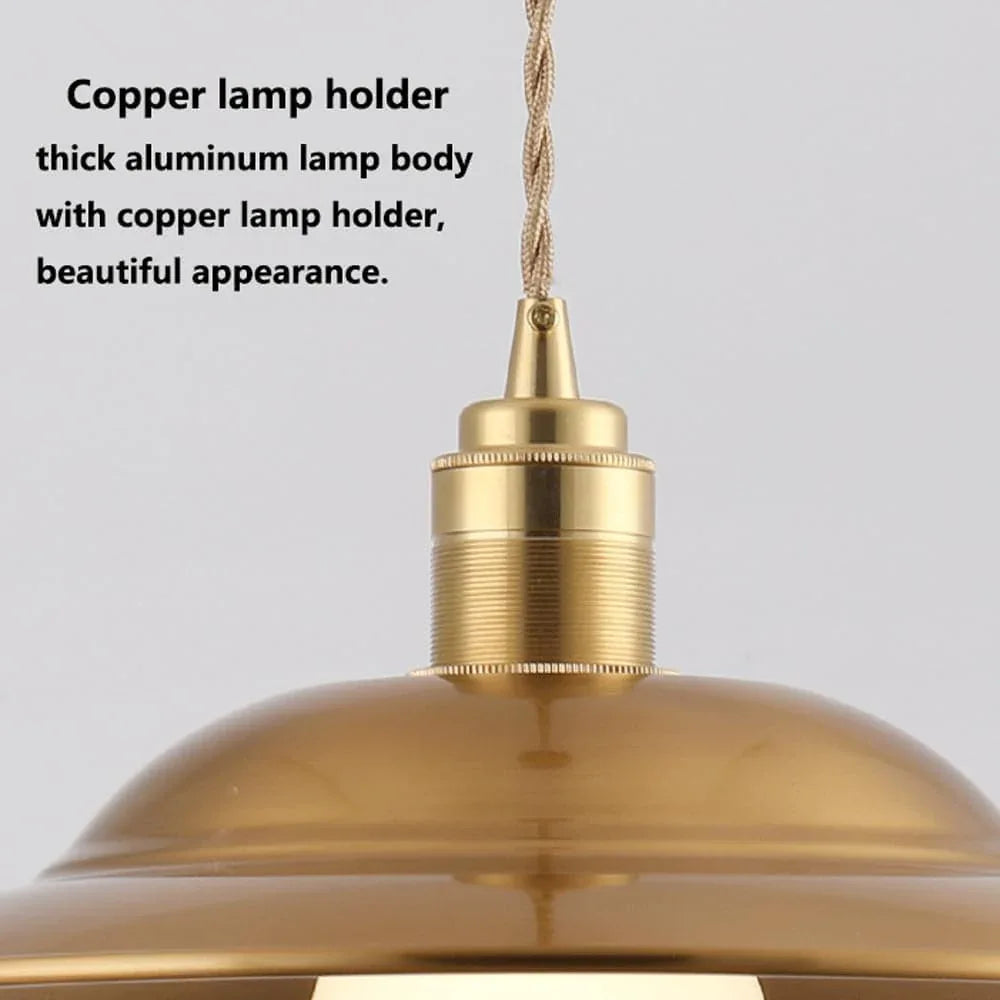Audara-Modern Minimalist Bedroom Bedside Aluminum Pendant Light Creative 10.23in Copper Disc Hanging Lampe E27 Screw-in Chandeliers Scandinavian Hotel Living Room Decor Lighting Fixture