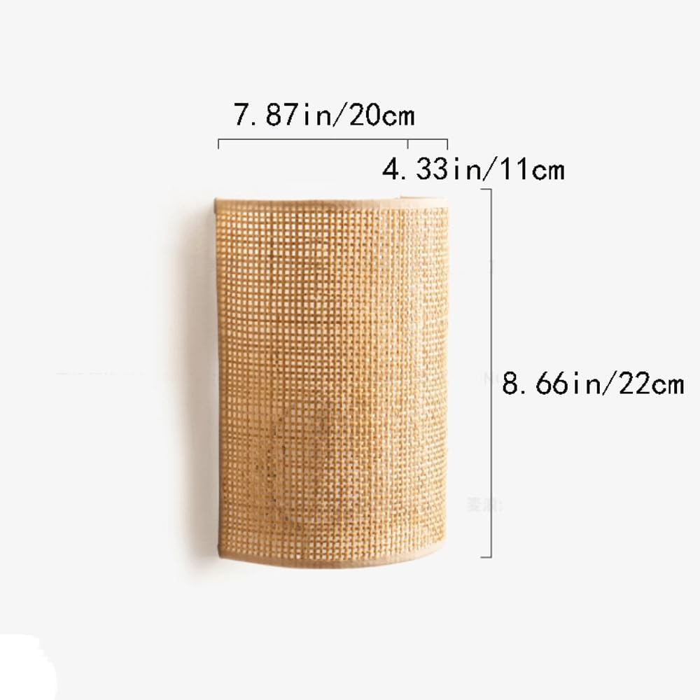 Audara-Modern Simple Wall Lamp Japanese Log Style Rattan Wall Lights Hand-Woven Bedroom B&B Bedside Sconces Entryway Aisle Corridor Decorative Mounted Lighting Fixture