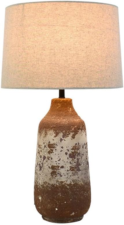 Audara-Wabi-sabi Wind Handmade Fabric Earthenware Desk Light New Chinese Style Natural Old Model House Background Wall Desk Lamp Hotel Reception Desk Coffee Shop Table Lamp Living Room Study Lighting Fixture