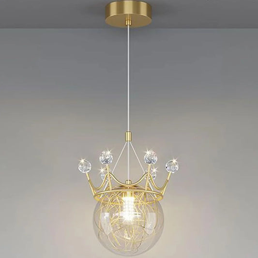 Audara-6-inch Crystal Pendant Light, Bohemian Style Queen Crown Shaped Lamp, Suitable for Various Spaces Such As Bedrooms, Hotels, Studies, Living Rooms, Kitchen Islands, and Entryways.