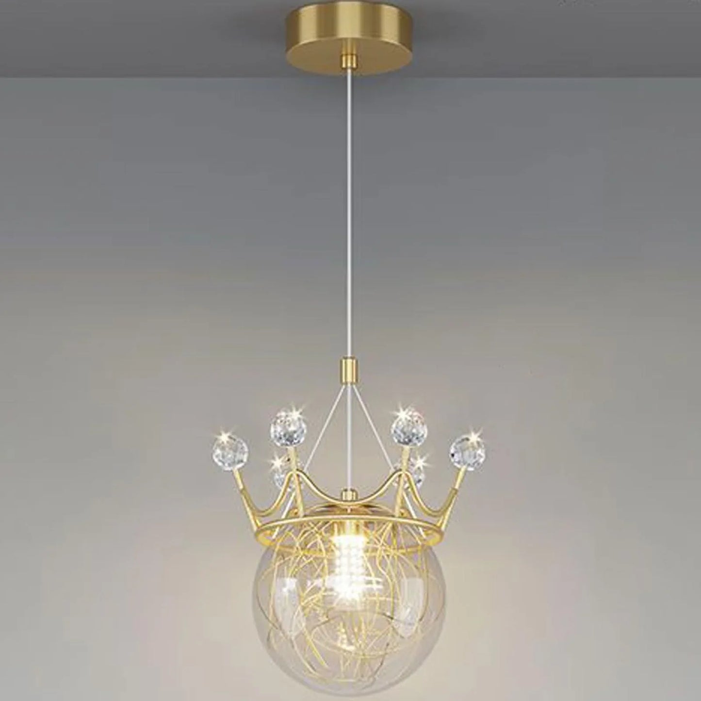 Audara-6-inch Crystal Pendant Light, Bohemian Style Queen Crown Shaped Lamp, Suitable for Various Spaces Such As Bedrooms, Hotels, Studies, Living Rooms, Kitchen Islands, and Entryways. A