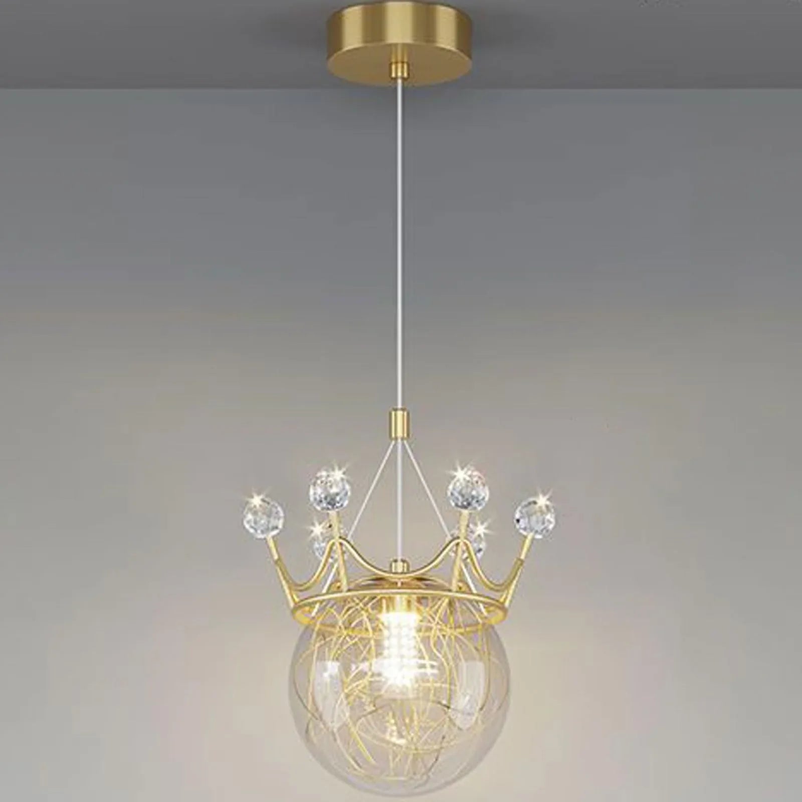 Audara-6-inch Crystal Pendant Light, Bohemian Style Queen Crown Shaped Lamp, Suitable for Various Spaces Such As Bedrooms, Hotels, Studies, Living Rooms, Kitchen Islands, and Entryways. A