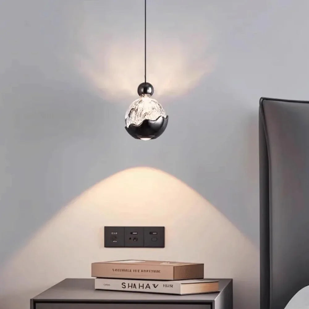 Audara-Art Snow Mountain Pattern Bed Head Pendant Lightled Italian Light Luxury Bedroom Dressing RoomLighting Fixturese Three Color Changing Light Warm Aluminum Living Room Chandeliers Hotel Cafe HangingLamp