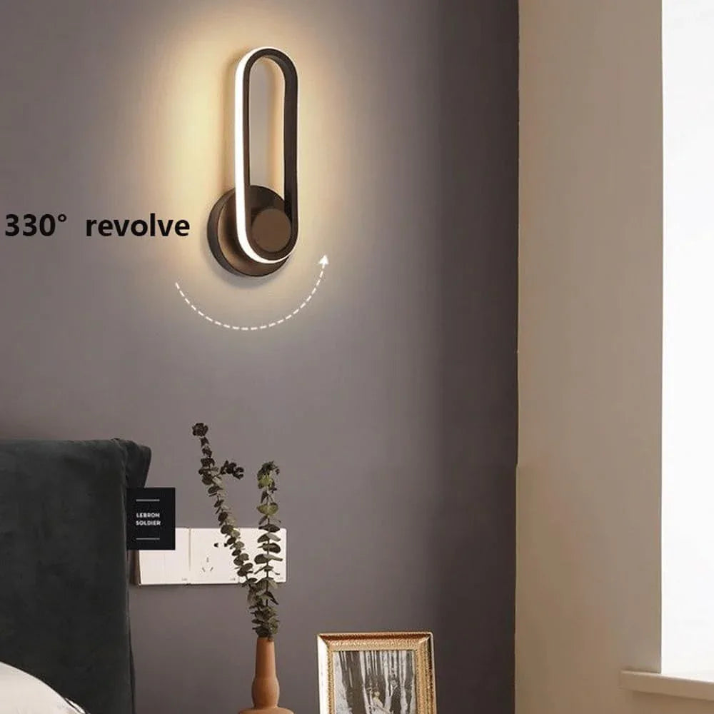 Audara-Modern Simple Rotatable Iron Wall Lamp Nordic Study Hotel Bedroom Bedside Wall Lights 11.8inLED Tri-Color Dimmable Black Wall Sconces for Living Room Backdrop Cafe Lighting Fixture
