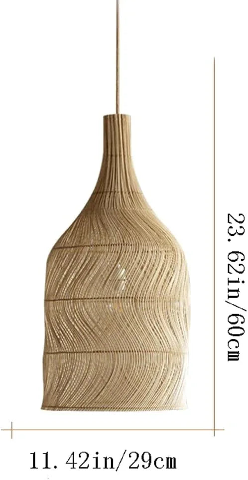 Audara-11in Woven Rattan Pendant Light Bohemian Wabi-Sabi Style Multi-Functional Ceiling Light Fixture Suitable for Bedrooms, Hotels, Study Rooms, Dining Areas, Entryways, and More Retro Lamp