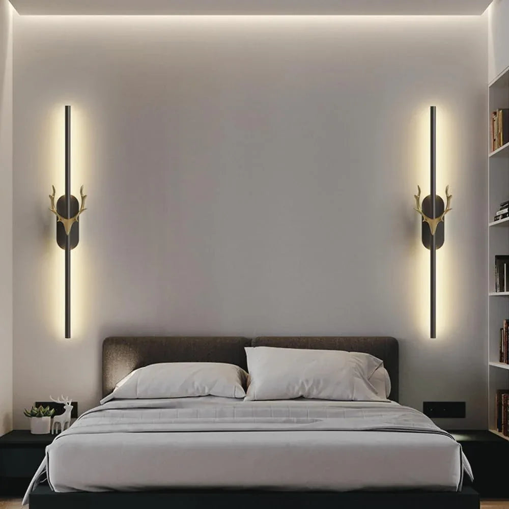 Audara-Simple Modern Long Wall Lamp Creative Antlers Bed Head Wall Lights Living Room Background Wall LED Sconces Living Room Entrance Hall Aisle Mounted Lighting Fixture