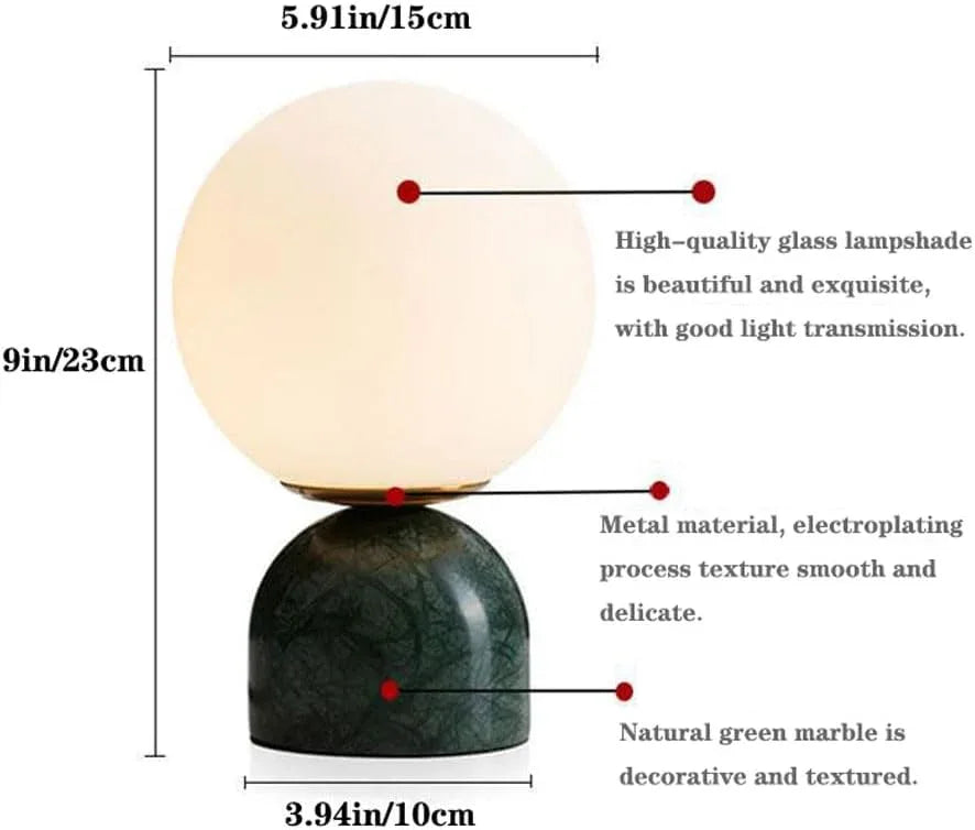 Audara-Scandinavian Minimalist Study Room Model Room Desk Light Personalized Luxury Marble Spherical Glass Desk Lamp Bar Restaurant Coffee Shop Farmhouse Lighting Fixture Bedroom Bedside Office Table Lamp