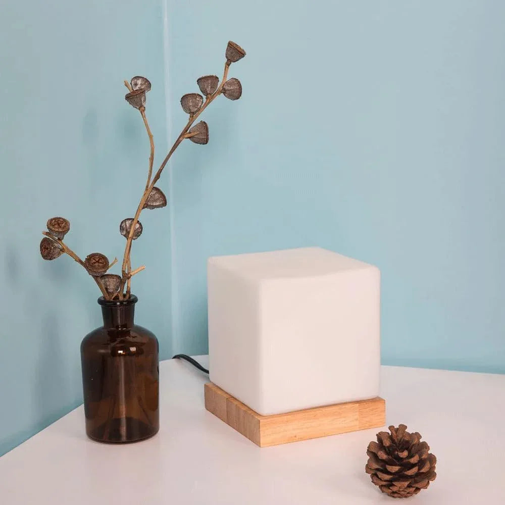 Audara-Romantic French Simple Desk Desk Light Solid Wood Base Glass Desk Lamp for Bedroom Bedside Table Lamp Countertop Showcase Villa Clubhouse Hotel Room Apartment Lighting Fixture (E27 Lamp Base)