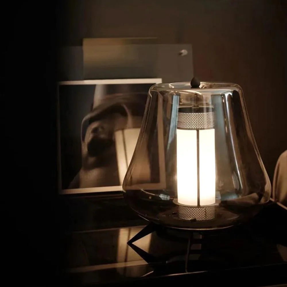 Audara-Creative Simple Study Couch Side Living Room Desk Light Scandinavian Smoke Gray Glass Desk Lamp Dining Room Coffee Shop Club Bar Table Lamp Bedroom Bedside Mall Decoration Lighting Fixture