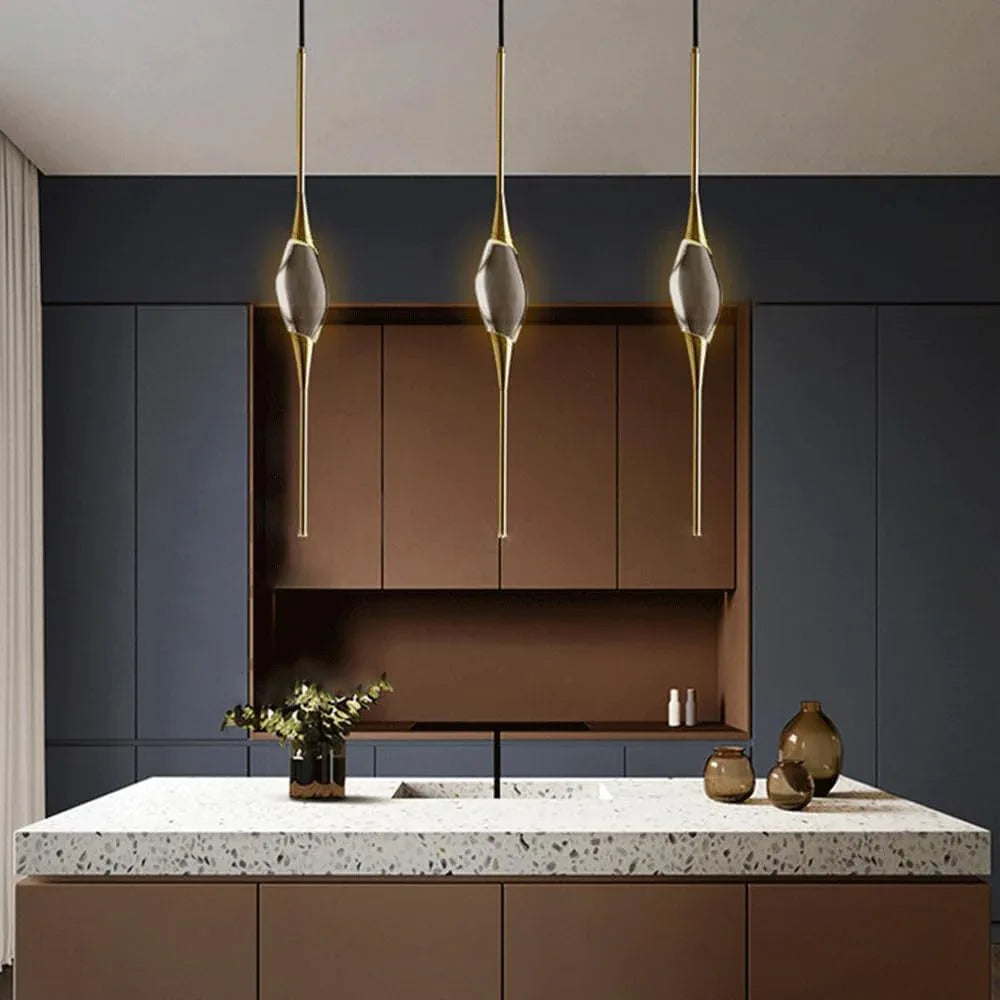 Audara-Crystal Pendant Light, 39-inch Long Pendant Light, Modern and Luxurious Style, Suitable for Lighting in Various Places Such As Hotels, Restaurants, Kitchen Islands, and Bedrooms